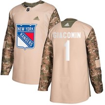 Men's Adidas New York Rangers Eddie Giacomin Camo Veterans Day Practice Jersey - Authentic