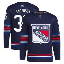 Men's Adidas New York Rangers Glenn Anderson Navy Alternate Primegreen Jersey - Authentic