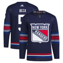 Men's Adidas New York Rangers Barry Beck Navy Alternate Primegreen Jersey - Authentic