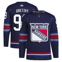 Men's Adidas New York Rangers Wayne Gretzky Navy Alternate Primegreen Jersey - Authentic