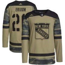 Youth Adidas New York Rangers Jan Erixon Camo Military Appreciation Practice Jersey - Authentic