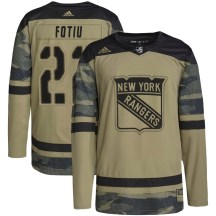 Youth Adidas New York Rangers Nick Fotiu Camo Military Appreciation Practice Jersey - Authentic