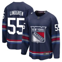 Youth Fanatics Branded New York Rangers Ryan Lindgren Navy Breakaway Alternate Jersey - Premier