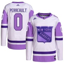 Youth Adidas New York Rangers Gabriel Perreault White/Purple Hockey Fights Cancer Primegreen Jersey - Authentic