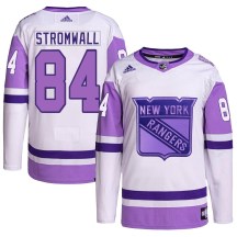 Youth Adidas New York Rangers Malte Stromwall White/Purple Hockey Fights Cancer Primegreen Jersey - Authentic