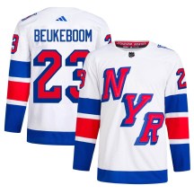 Men's Adidas New York Rangers Jeff Beukeboom White 2024 Stadium Series Primegreen Jersey - Authentic