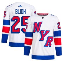 Men's Adidas New York Rangers Anton Blidh White 2024 Stadium Series Primegreen Jersey - Authentic