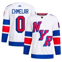 Men's Adidas New York Rangers Jaroslav Chmelar White 2024 Stadium Series Primegreen Jersey - Authentic