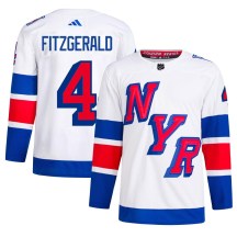 Men's Adidas New York Rangers Casey Fitzgerald White 2024 Stadium Series Primegreen Jersey - Authentic