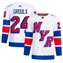 Men's Adidas New York Rangers Bo Groulx White 2024 Stadium Series Primegreen Jersey - Authentic