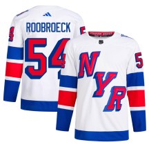 Men's Adidas New York Rangers Dylan Roobroeck White 2024 Stadium Series Primegreen Jersey - Authentic