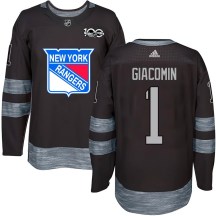 Men's New York Rangers Eddie Giacomin Black 1917-2017 100th Anniversary Jersey - Authentic