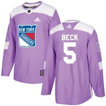 Men's Adidas New York Rangers Barry Beck Purple Fights Cancer Practice Jersey - Authentic