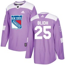 Men's Adidas New York Rangers Anton Blidh Purple Fights Cancer Practice Jersey - Authentic