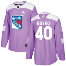 Men's Adidas New York Rangers Talyn Boyko Purple Fights Cancer Practice Jersey - Authentic