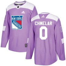 Men's Adidas New York Rangers Jaroslav Chmelar Purple Fights Cancer Practice Jersey - Authentic