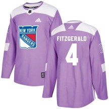 Men's Adidas New York Rangers Casey Fitzgerald Purple Fights Cancer Practice Jersey - Authentic