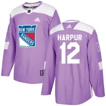 Men's Adidas New York Rangers Ben Harpur Purple Fights Cancer Practice Jersey - Authentic