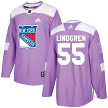 Men's Adidas New York Rangers Ryan Lindgren Purple Fights Cancer Practice Jersey - Authentic