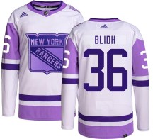 Men's Adidas New York Rangers Anton Blidh Hockey Fights Cancer Jersey - Authentic