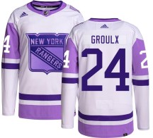 Men's Adidas New York Rangers Bo Groulx Hockey Fights Cancer Jersey - Authentic