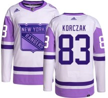 Men's Adidas New York Rangers Ryder Korczak Hockey Fights Cancer Jersey - Authentic