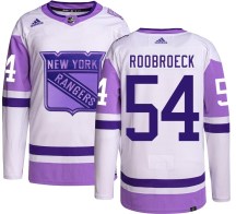 Men's Adidas New York Rangers Dylan Roobroeck Hockey Fights Cancer Jersey - Authentic