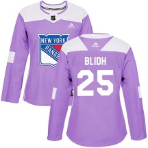 Women's Adidas New York Rangers Anton Blidh Purple Fights Cancer Practice Jersey - Authentic