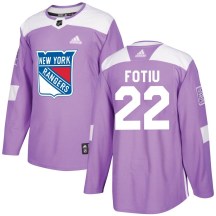 Youth Adidas New York Rangers Nick Fotiu Purple Fights Cancer Practice Jersey - Authentic