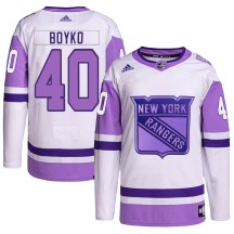 Men's Adidas New York Rangers Talyn Boyko White/Purple Hockey Fights Cancer Primegreen Jersey - Authentic