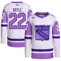 Men's Adidas New York Rangers Dan Boyle White/Purple Hockey Fights Cancer Primegreen Jersey - Authentic