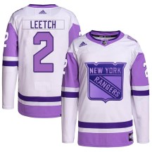 Men's Adidas New York Rangers Brian Leetch White/Purple Hockey Fights Cancer Primegreen Jersey - Authentic