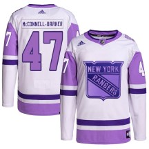 Men's Adidas New York Rangers Bryce McConnell-Barker White/Purple Hockey Fights Cancer Primegreen Jersey - Authentic