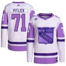 Men's Adidas New York Rangers Tyler Pitlick White/Purple Hockey Fights Cancer Primegreen Jersey - Authentic