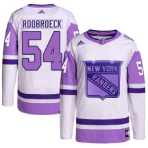 Men's Adidas New York Rangers Dylan Roobroeck White/Purple Hockey Fights Cancer Primegreen Jersey - Authentic