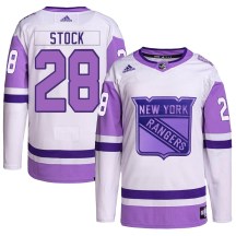 Men's Adidas New York Rangers P.j. Stock White/Purple Hockey Fights Cancer Primegreen Jersey - Authentic