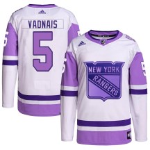 Men's Adidas New York Rangers Carol Vadnais White/Purple Hockey Fights Cancer Primegreen Jersey - Authentic