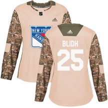 Women's Adidas New York Rangers Anton Blidh Camo Veterans Day Practice Jersey - Authentic