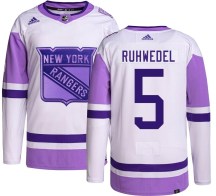 Youth Adidas New York Rangers Chad Ruhwedel Hockey Fights Cancer Jersey - Authentic