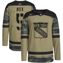 Men's Adidas New York Rangers Barry Beck Camo Military Appreciation Practice Jersey - Authentic