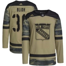 Men's Adidas New York Rangers Anton Blidh Camo Military Appreciation Practice Jersey - Authentic