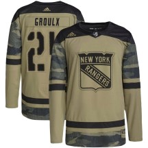 Men's Adidas New York Rangers Bo Groulx Camo Military Appreciation Practice Jersey - Authentic