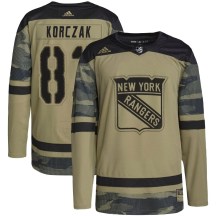 Men's Adidas New York Rangers Ryder Korczak Camo Military Appreciation Practice Jersey - Authentic