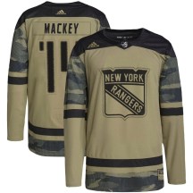 Men's Adidas New York Rangers Connor Mackey Camo Military Appreciation Practice Jersey - Authentic