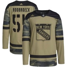 Men's Adidas New York Rangers Dylan Roobroeck Camo Military Appreciation Practice Jersey - Authentic