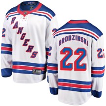 Youth Fanatics Branded New York Rangers Jonny Brodzinski White Away Jersey - Breakaway